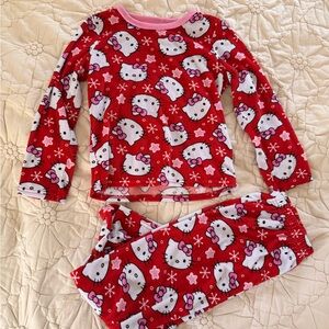 Hello Kitty Red and Pink Fleece Kids Pajama Set